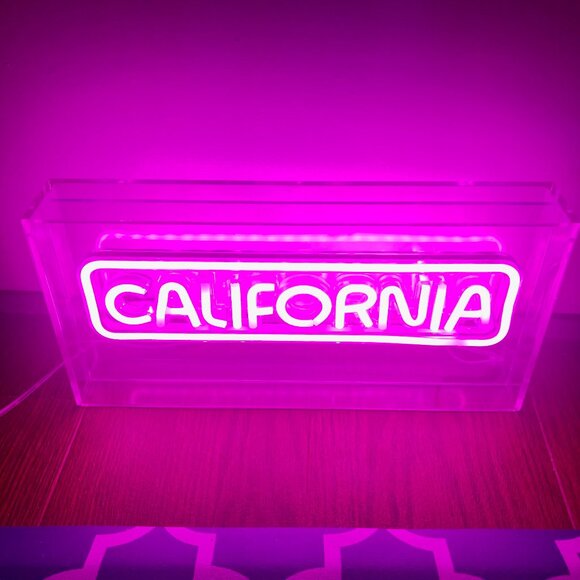CALIFORNIA Sign Light Acrylic Box Desk Table Lamp Party Decor Electric - Picture 2 of 8